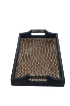 Container, tray, square shape made of wood often using in thailand Foto stock