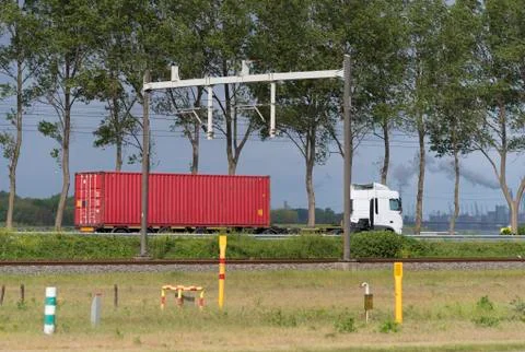 Container on truck Stock Photos