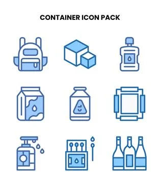 Container Two Colour Graphics Icons Pack Stock Illustration