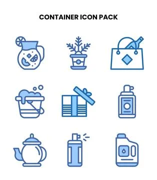 Container Two Colour Graphics Icons Pack Stock Illustration