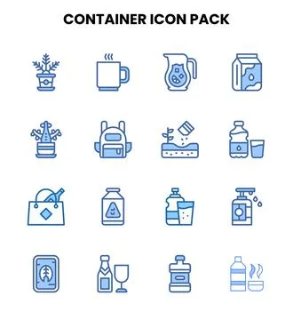 Container Two Colour Graphics Icons Pack 库存插图