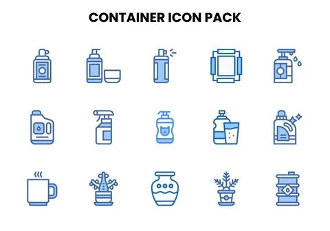 Container Two Colour Scalable Icons Pack Stock Illustration