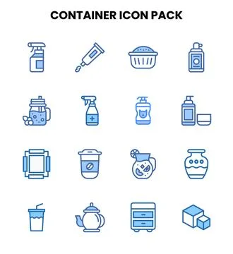 Container Two Colour Scalable Icons Pack Stock Illustration