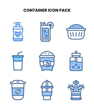 Container Two Colour Set Icons Pack Illustrazione stock