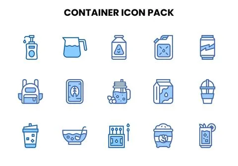 Container Two Colour UI Icons Pack Stock Illustration