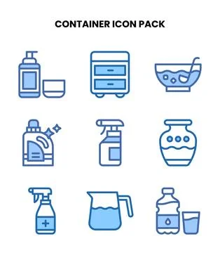 Container Two Colour Vector Icons Pack Stock Illustration