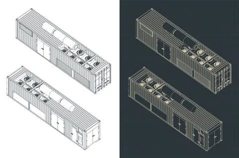 Container type generator isometric blueprints Stock-Illustration