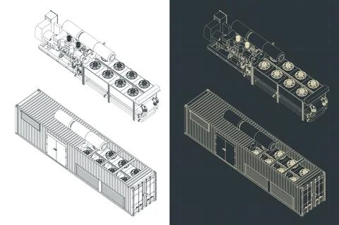 Container type generator structure blueprint Stock-Illustration