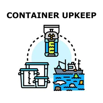 Container upkeep concept managing waste and pollution Stock Illustration