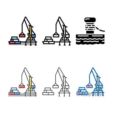 Container variations loader port equipment color icon vector Stock Illustration