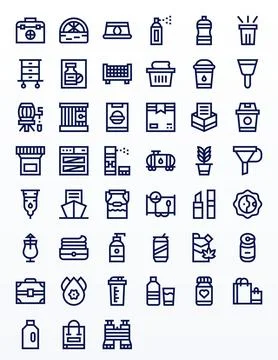 Container Vector Icon Arsenal with 45 Retina Ready Bold Line Display Perfec.. Stock Illustration