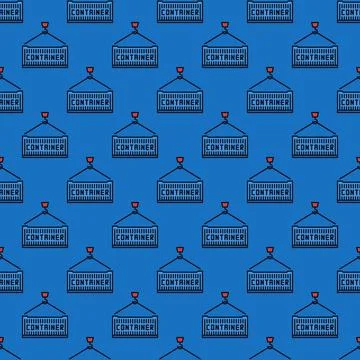 Container vector Intermodal Cargo concept blue seamless pattern Stockillustratie