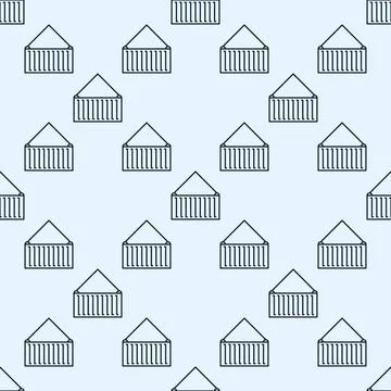 Container vector minimal seamless pattern in line style Illustrazione stock