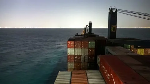 Container Vessel Drifting at Sea Timelapse Stock Footage 222830470