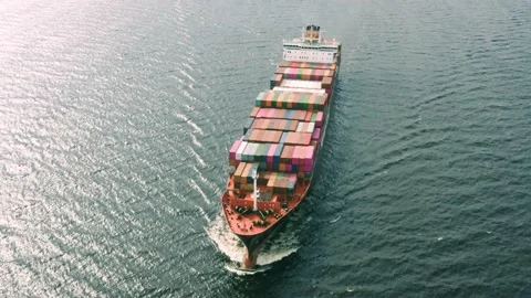 Container vessel floating in sea Stock Footage 131450559