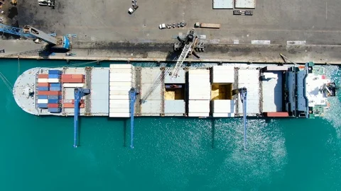 Container vessel has loading operations Stock Footage 121006849