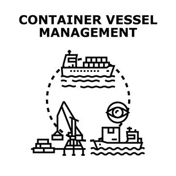 Container vessel management concept with cargo logistics operations Stock Illustration