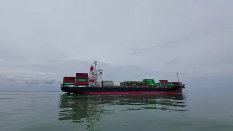 A container vessel sails the ocean Video stock 229828312