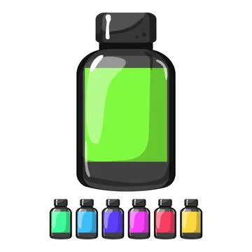 Container vitamin bottle cartoon vector graphic Stock Illustration