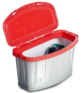 Container washing laundry capsules Stock Photos