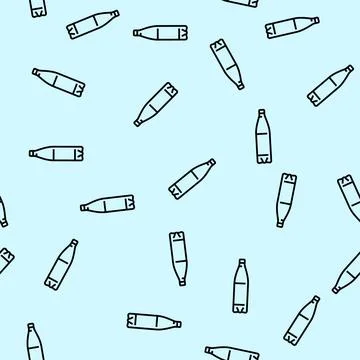 Container water plastic bottle vector seamless pattern 스톡 일러스트