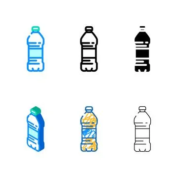 Container water simplified plastic bottle color icon vector Stock Illustration