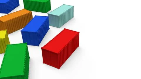 CONTAINER on white background for shipping concept 3d rendering. Illustrazione stock