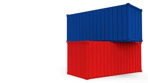 CONTAINER on white background for shipping concept 3d rendering. Stock Photos
