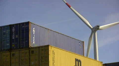 Container &amp; wind energy Video stock 5020270