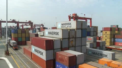 Container Yard 145 degree Pan 스톡 동영상 10831268