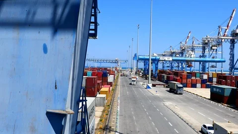 Container yard 4k intro video for business Stock Footage 99179883