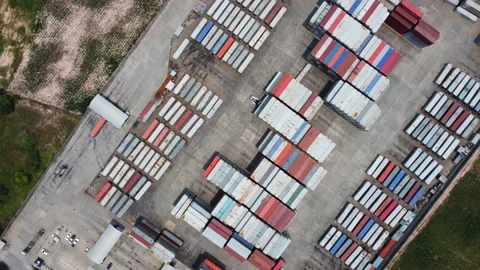 Container yard, Aerial view Stock Footage 186573173