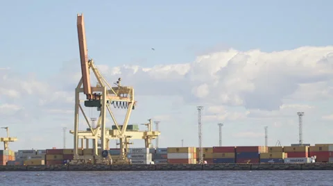 Container Yard and Crane Stock Footage 37843114
