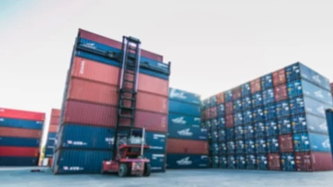 Container yard on blue sky. Stock Footage 92667585