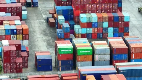 A container yard from a drone's view. Stock Footage 249728198