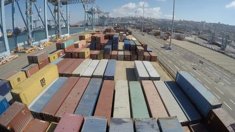 Container yard operations Stock Footage 114661683