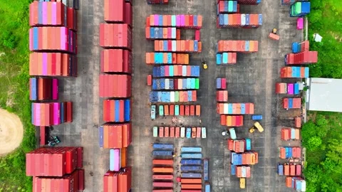 Container yard: An organized expanse of stacked shipping containers. Stockbeeldmateriaal 249728715
