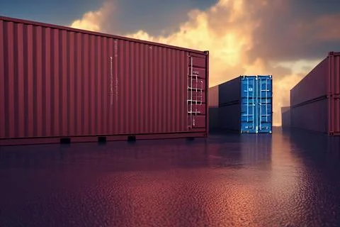 Container yard product 3D render Illustrazione stock