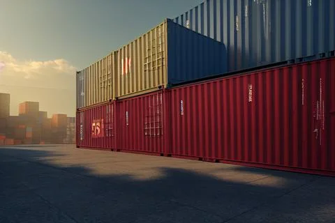 Container yard product 3D render Illustrazione stock