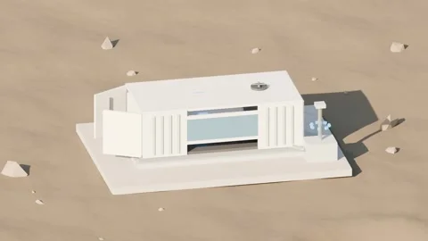 Containerised mobile small modular reactor deployment pad loop Stock Footage 342949350