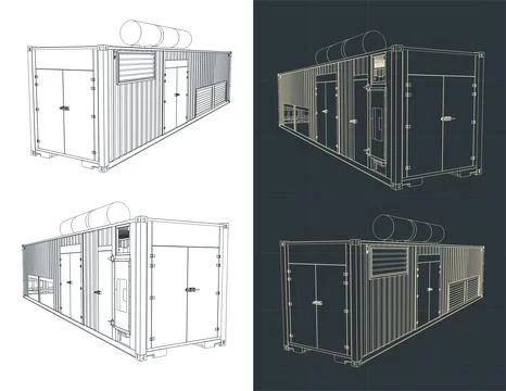 Containerized generator blueprints Stock-Illustration