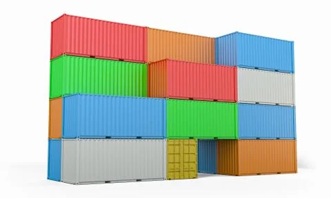 Containers 3D Rendering Stock Illustration