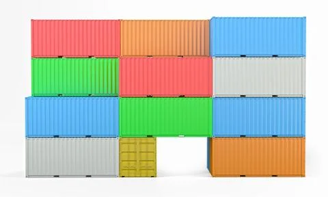Containers 3D Rendering Stock Illustration