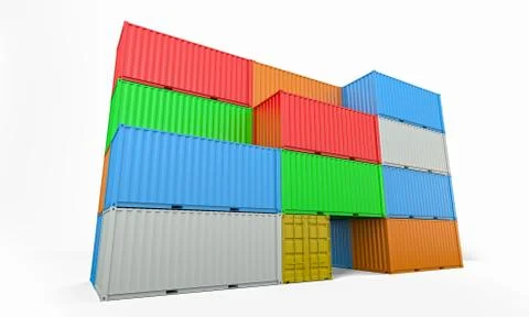 Containers 3D Rendering Stock Illustration