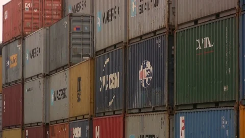 Containers on african harbour Stock Footage 89363614