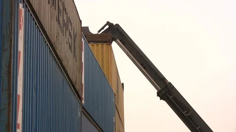 Containers on african harbour Stock Footage 89363863