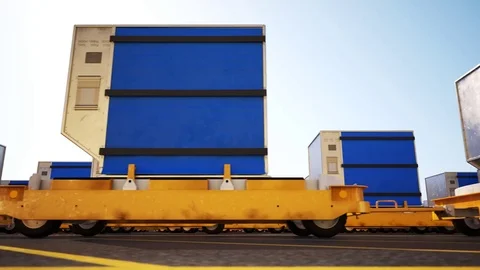 Containers On Airport Cargo Trailers Stock Footage 73234272