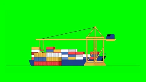 Containers Being Loaded on Vessel Cargo Ship at Port Vidéo 333372630