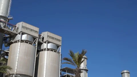 Containers for burning and processing garbage in a waste recycling plant Stock Footage 120145880