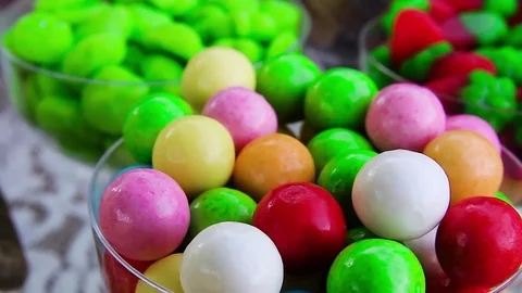 Containers of Candies Stock Footage 79657008